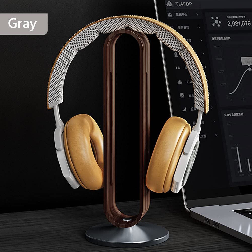 MRKU Supporto per Cuffie, Gancio per Auricolari, Supporto da scrivania in Legno di bambù e Alluminio, Accessori per riporre Auricolari da Gioco.
