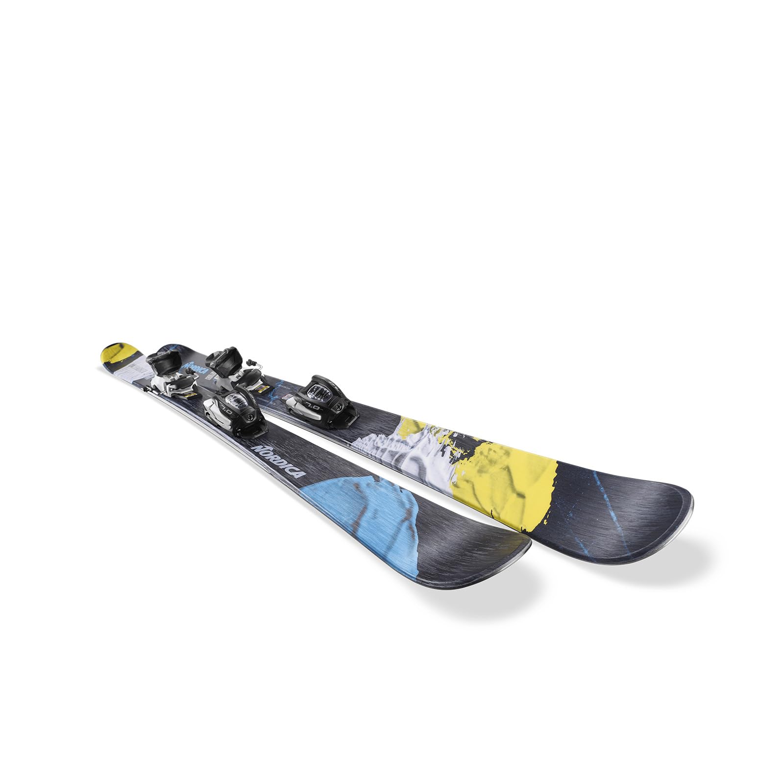 Nordica Junior's Unleashed J 7.0 Lightweight Maneuverable Terrain Freeski Skis with J7.0 FDT Bindings | Winter Sports, Blue/Blue/Yellow, 118