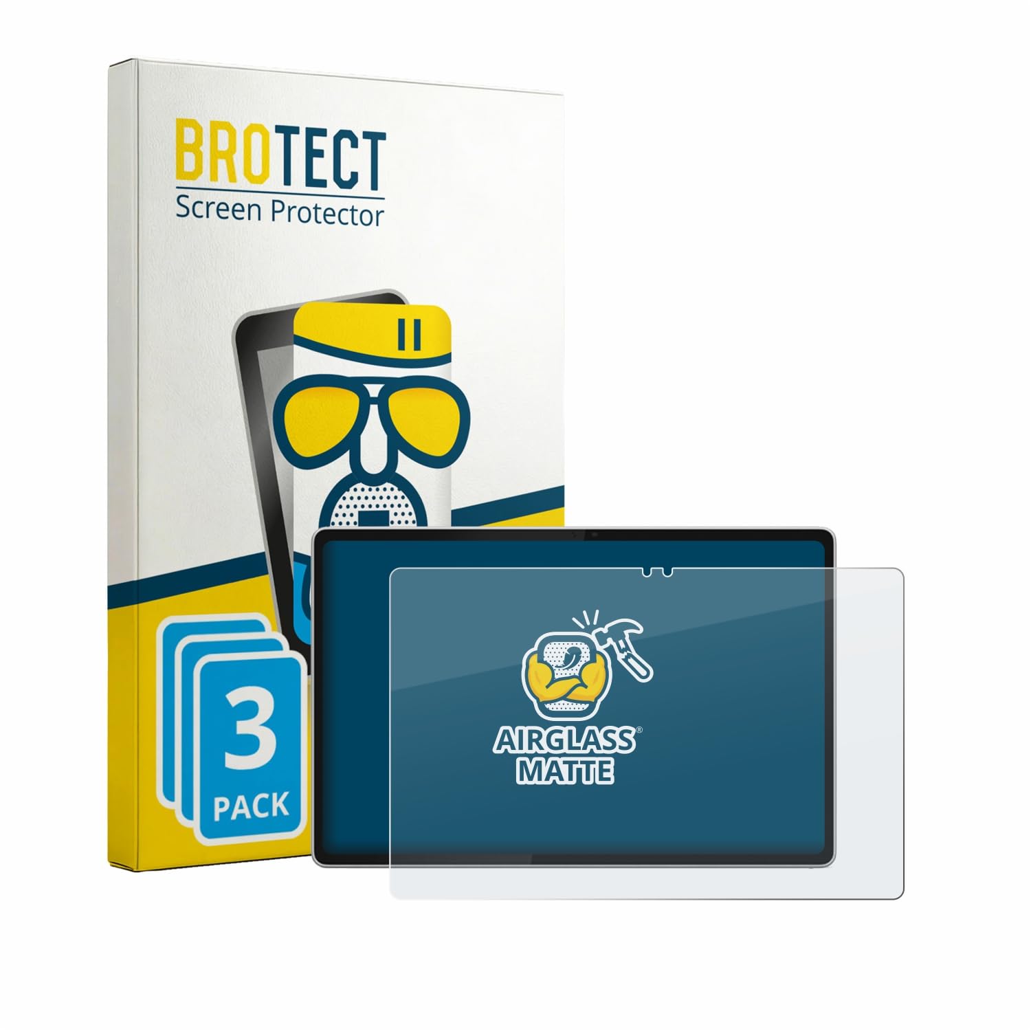 brotect 3 Pezzi Pellicola Vetro per Lenovo Tab Plus Gen 2 | Opaca Protezione Schermo Made in Germany, Anti-Riflesso Durezza 9H Anti-Graffio