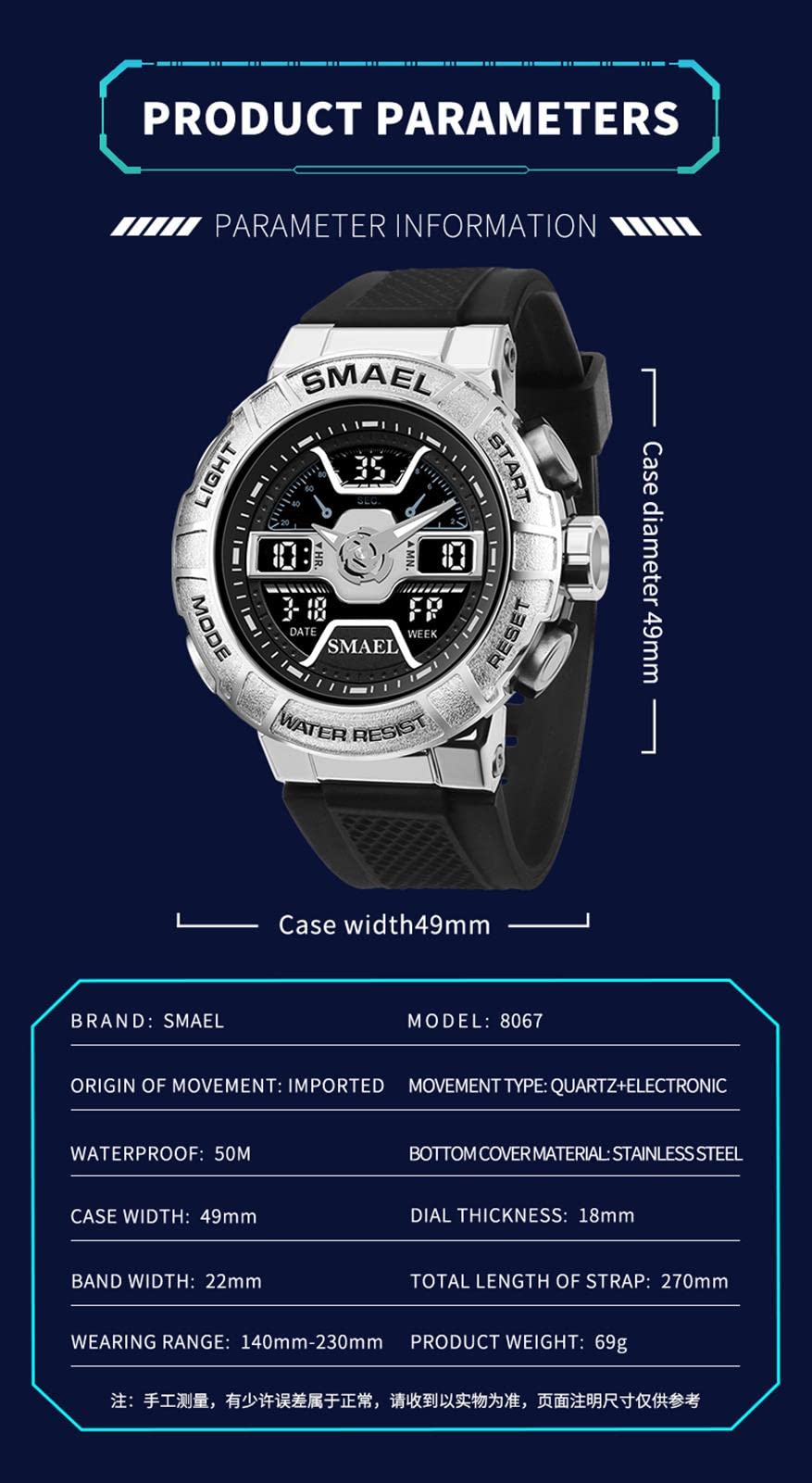 Montre De Sport pour Homme Numériques Montres Imperméable Digital Militaire Montres avec Alarme Mode Grand Cadran Montres