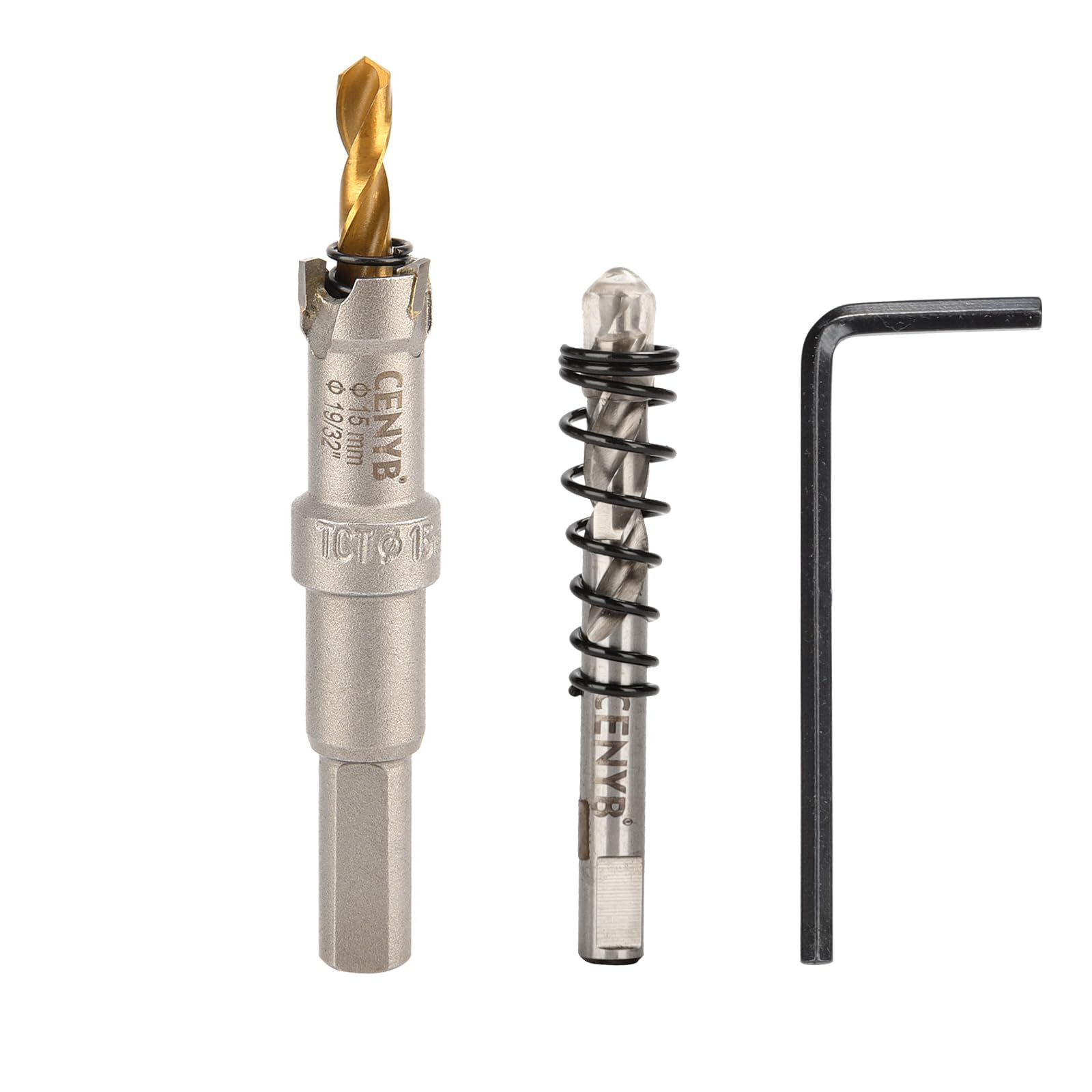 2-1/8" (54mm) Tungsten Carbide Tipped Hole Saw with 2Pcs Titanium-Plated Pilot Drill Bits for Metal, Steel, Iron, Wood, Plastic — view 96