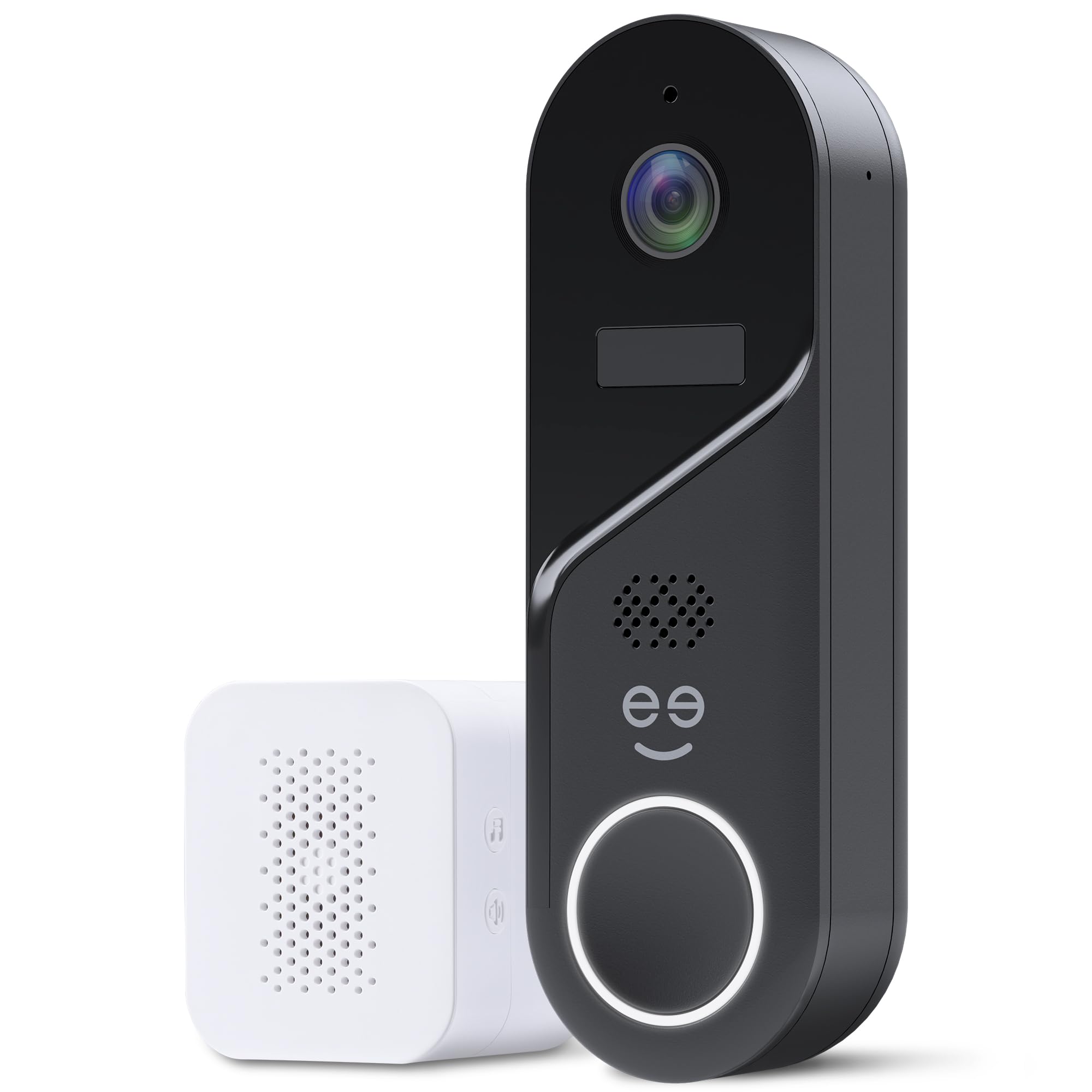 Geeni Halo 3MP Smart Video Doorbell Camera – Battery Powered or Hardwired Surveillance – Includes Plug-in Chime, 2K HD Video, 2-Way Audio, & Night Vision – Alexa & Google Assistant Compatible