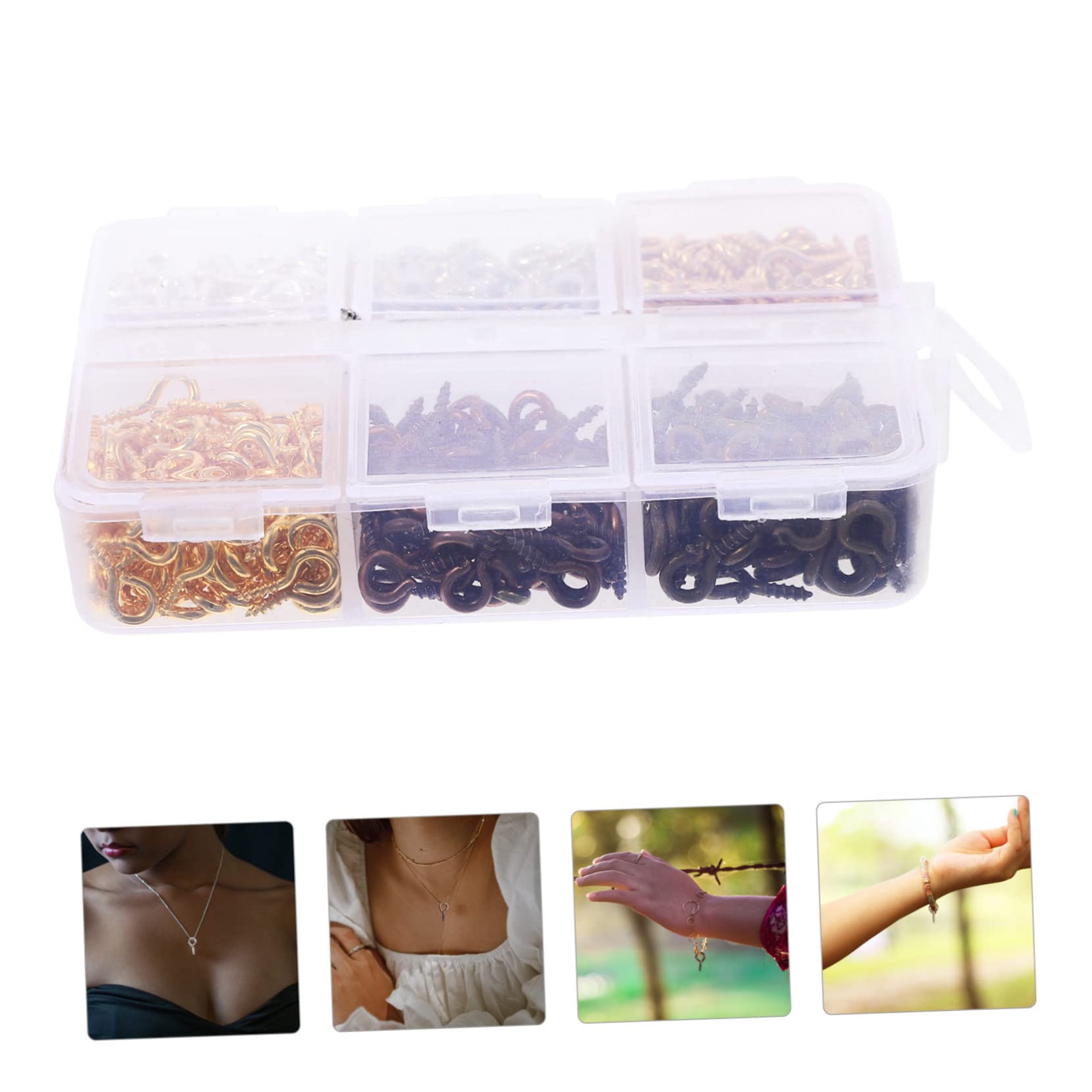 Didiseaon Jewelry Making Findings DIY Crafts Screw Tightening Screw Metal Eye Bolt Hooks 100pcs Kit