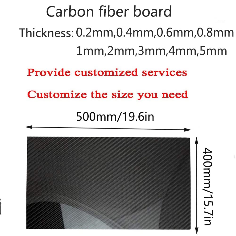 Kohlefaser-Platte, 0,6 mm x 400 mm x 500 mm, für DIY-Drohnenrahmen usw. (Twill-Gewebe, hell)