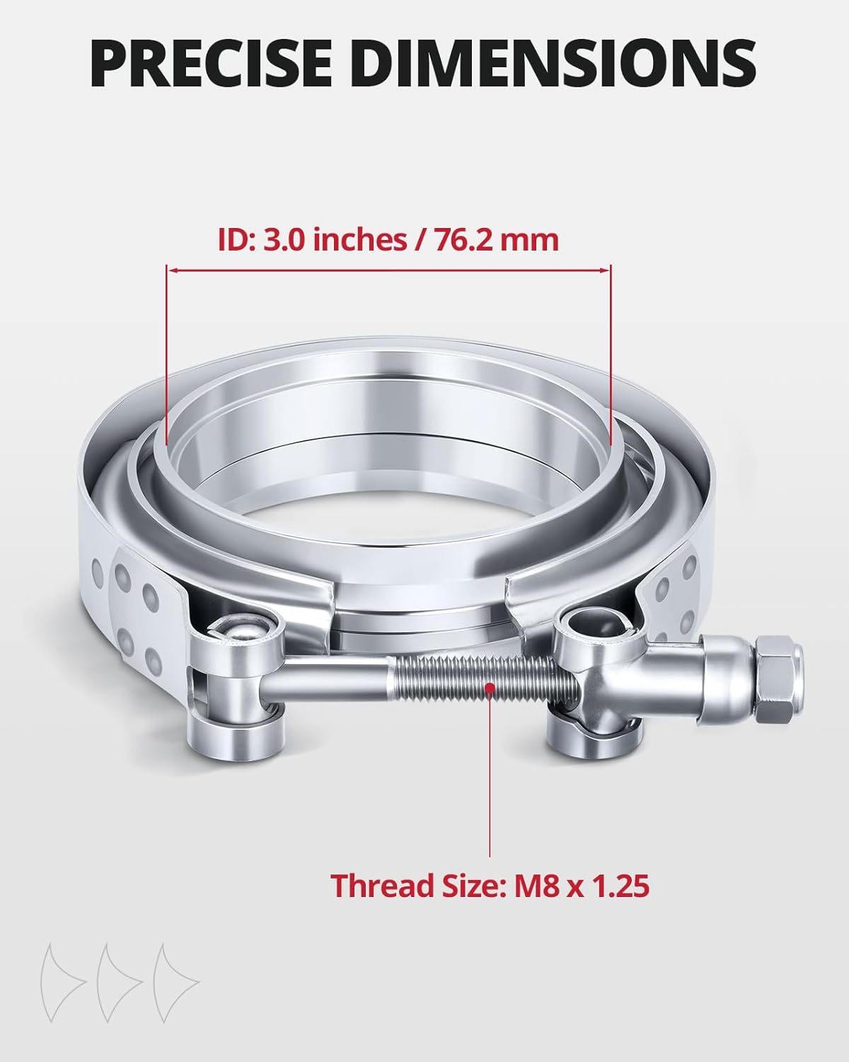 EVIL ENERGY 3.0 Inch V Band Clamp with Flange Male Female 304 Stainless Steel 4PCS and 3" Heavy Duty U Bolt Exhaust Clamp