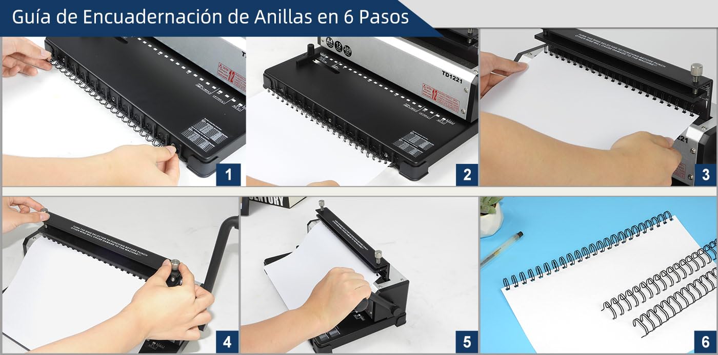 RAYSON Espinillas de alambre con 23 anillas para encuadernación, 160 hojas, separación 2:1, 19 mm, A4, negro, paquete de 50