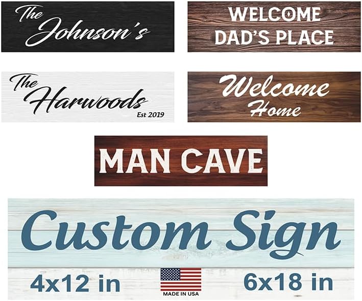 Custom Wood Sign – Personalized Wooden Wall Décor with Your Text or Design, Full-Color UV Print, Indoor/Outdoor Use, Customizable Name, Quote, Logo, Home & Business Décor (8x24 in)