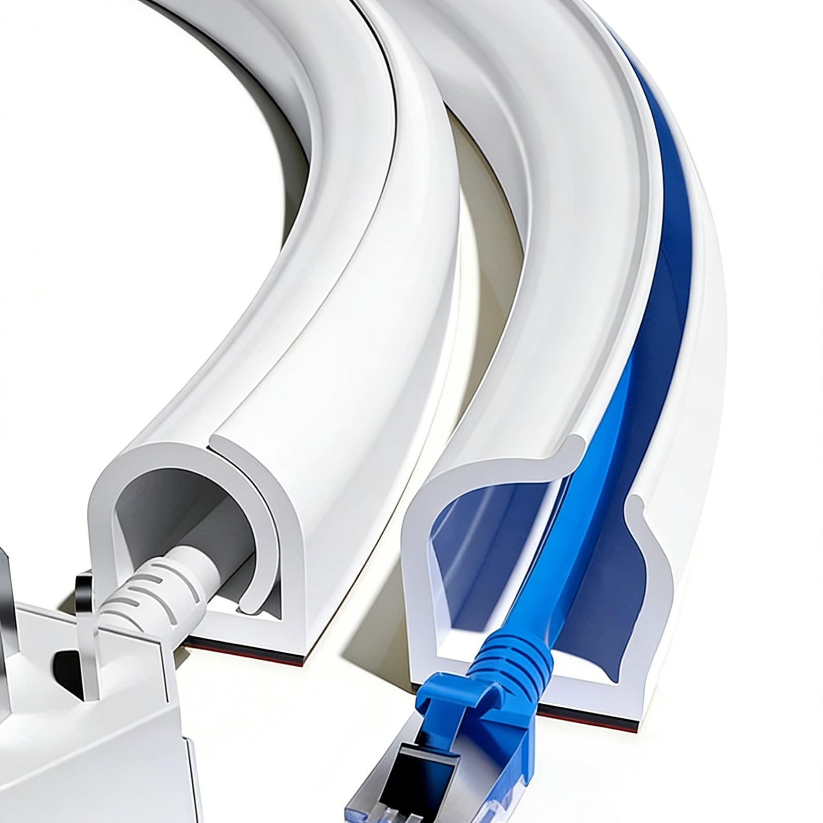 Pasacables Suelo de PVC, Canaleta Cables Suelo, Apertura Lateral, Protector de Cables Decorativo Autoadhesivo, para Oficina, Hogar y Espacios Públicos(1000cm/394in)