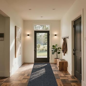 iCustomRug Marathon Weather Warrior Heavy Duty Interior/Exterior Utility Carpet Runner, Non-Slip Rubber Backing, for Entrance, Hallway, Residential or Commercial Spaces 3 x 8 Black