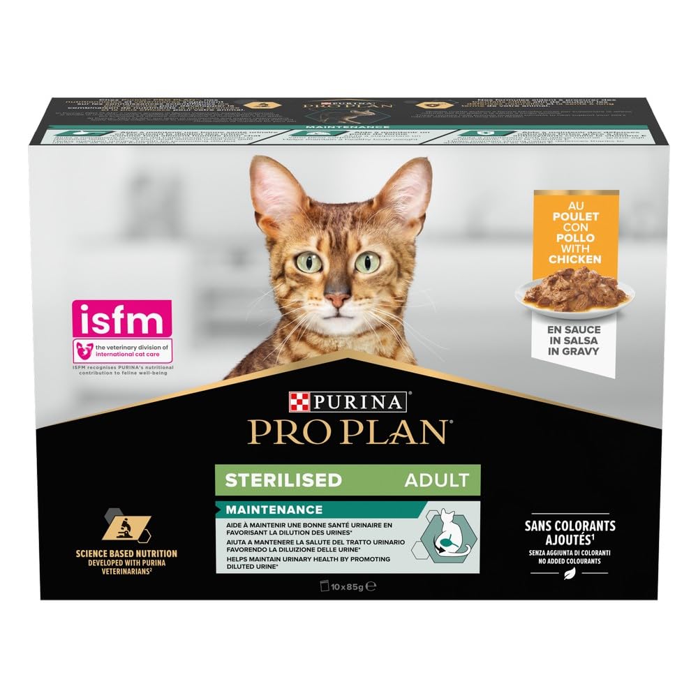 PURINA PRO PLAN Sterilised Maintenance Cibo Umido per Gatti Adulti Sterilizzati in Salsa con Pollo 40 Bustine da 85g