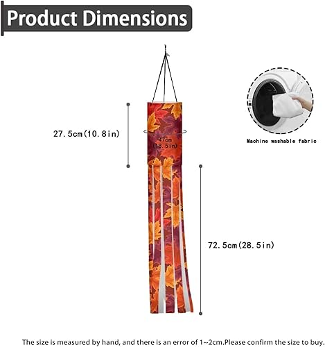 Miniatura 5 de Suhoaziia Paquete de 2 banderas de manga de viento de arce rojo, decoración colgante para patio, jardín, camino, decoración de fiesta con colas
