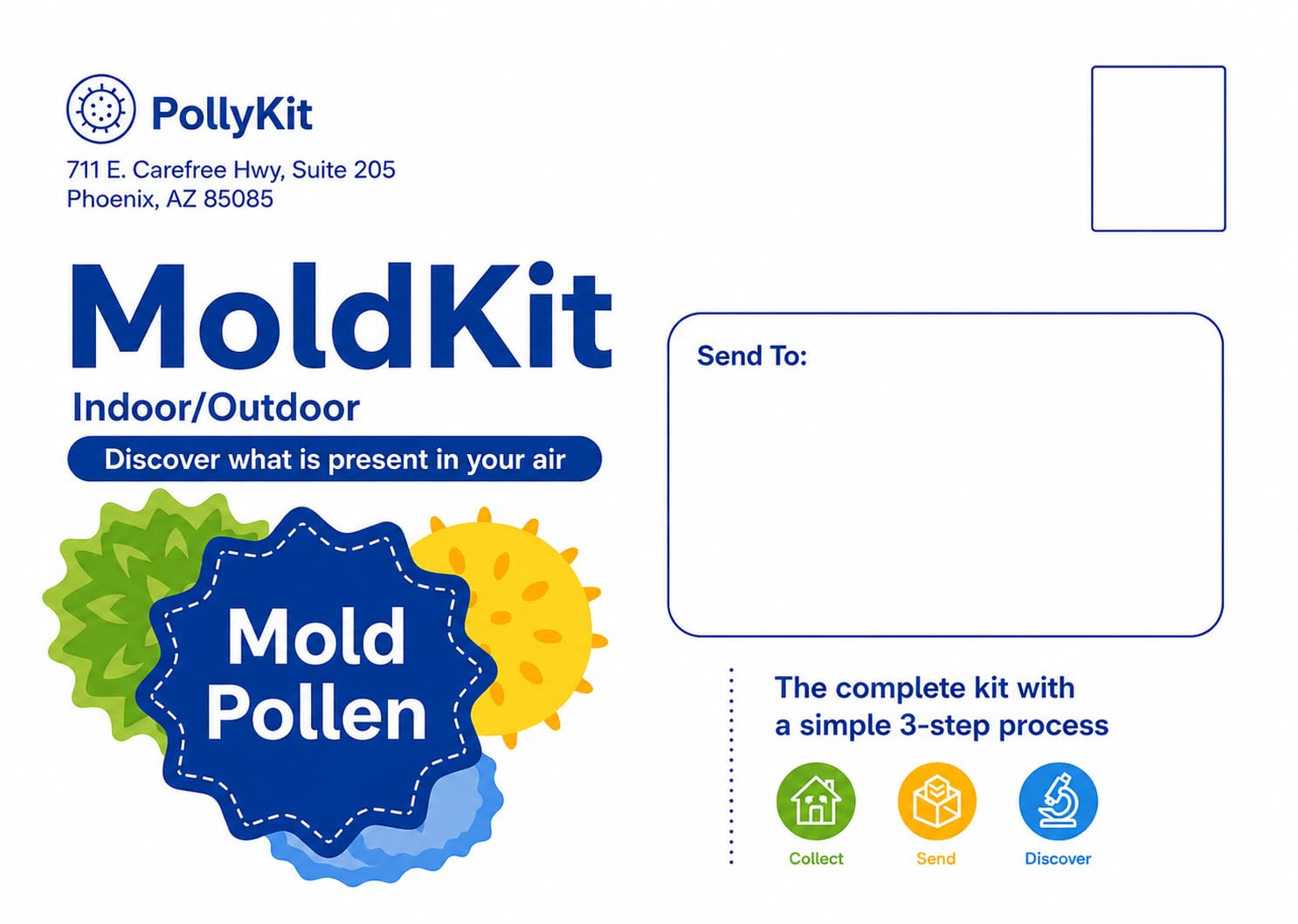 MoldKit by PollyKit Indoor & Outdoor Air Sample Collection Kit – Easy 3-Step Mail-in Environmental Air Sampling Kit with Lab-Reviewed Results