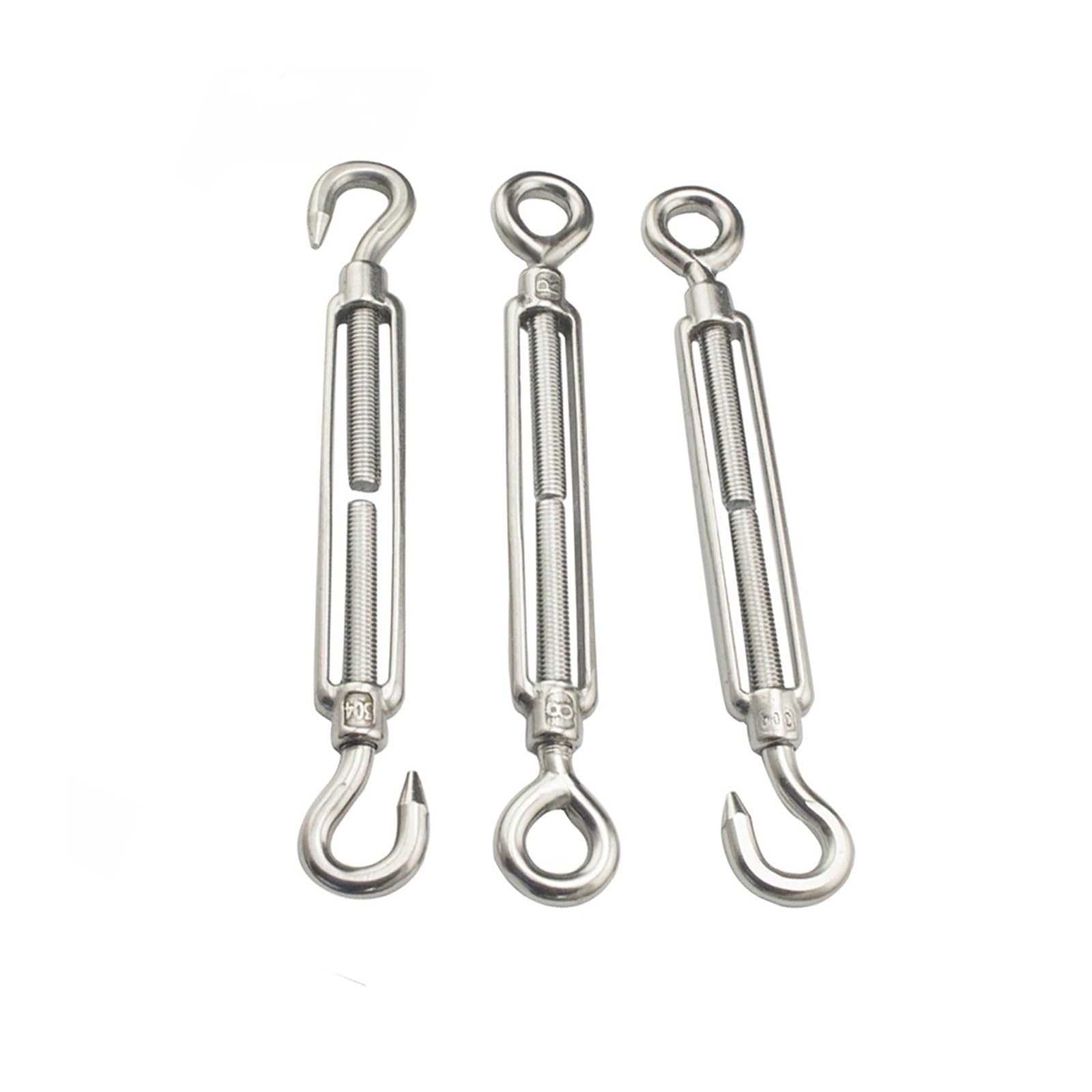Tenditori in Acciaio Inox, 1 tenditore a Doppio Occhiello/Doppio Gancio/Gancio e Occhiello in Acciaio Inossidabile 304(Double Eye,M14)