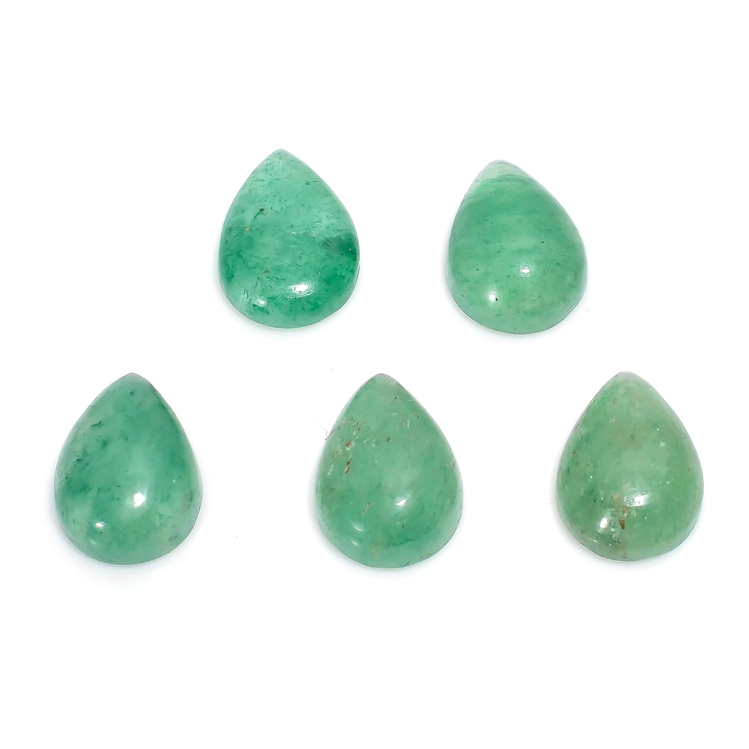 2 PCS, 14X10 MM, AURA GEMS Natural Green Aventurine, Cabochon, Pear Shape, Jewelry Making Stone Supply, Chakra Energy Healing Gemstone, Real Crystal, Birthstone, Wholesale deal