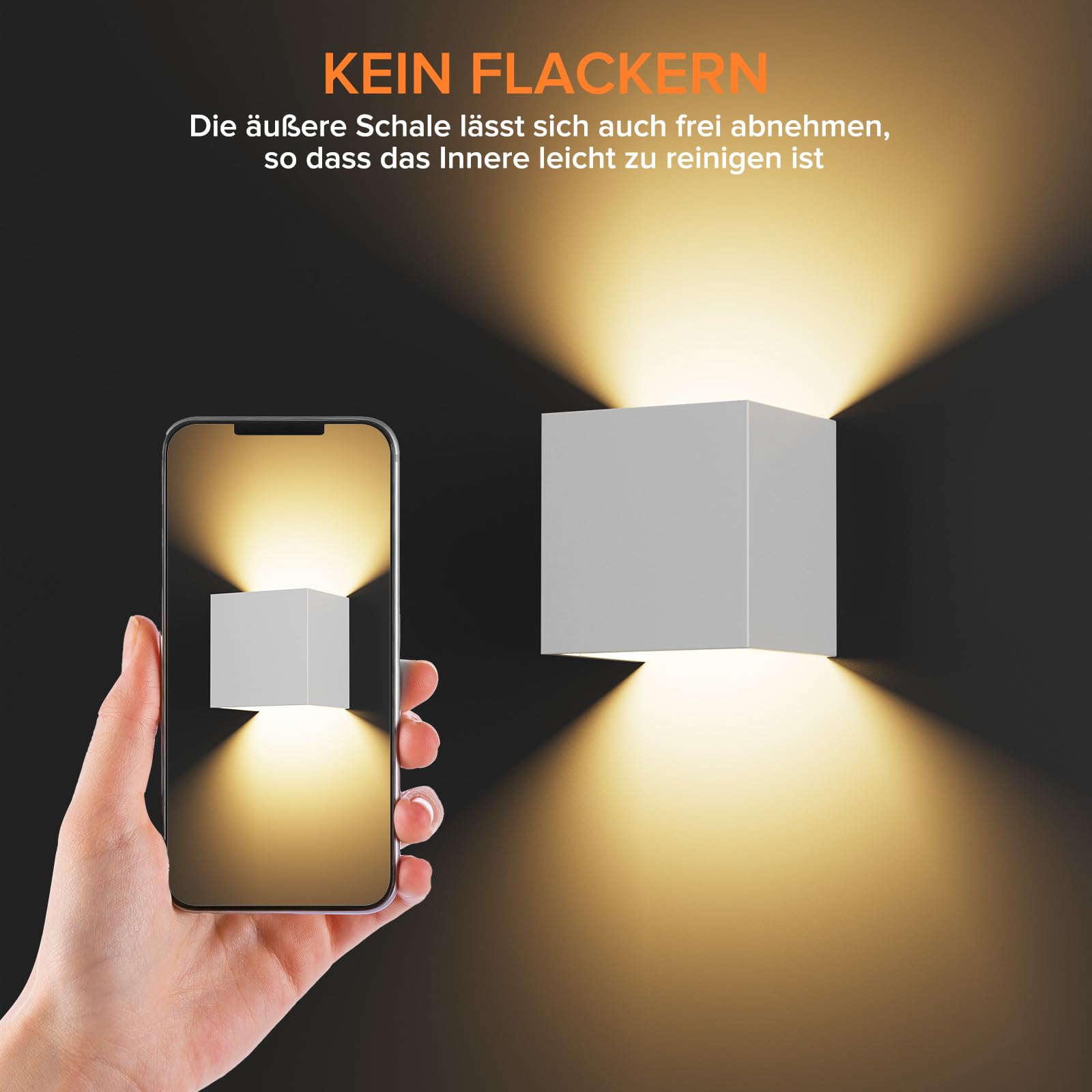 8 Stück 12W LED Wandlampe Innen, Weiße Wandleuchte Aussen, 3000K Warmweiß Up Und Down Abstrahlwinkel Einstellbar, IP65 Wasserdicht Außenlampe Geeignet für Treppenbeleuchtung Wandbeleuchtung