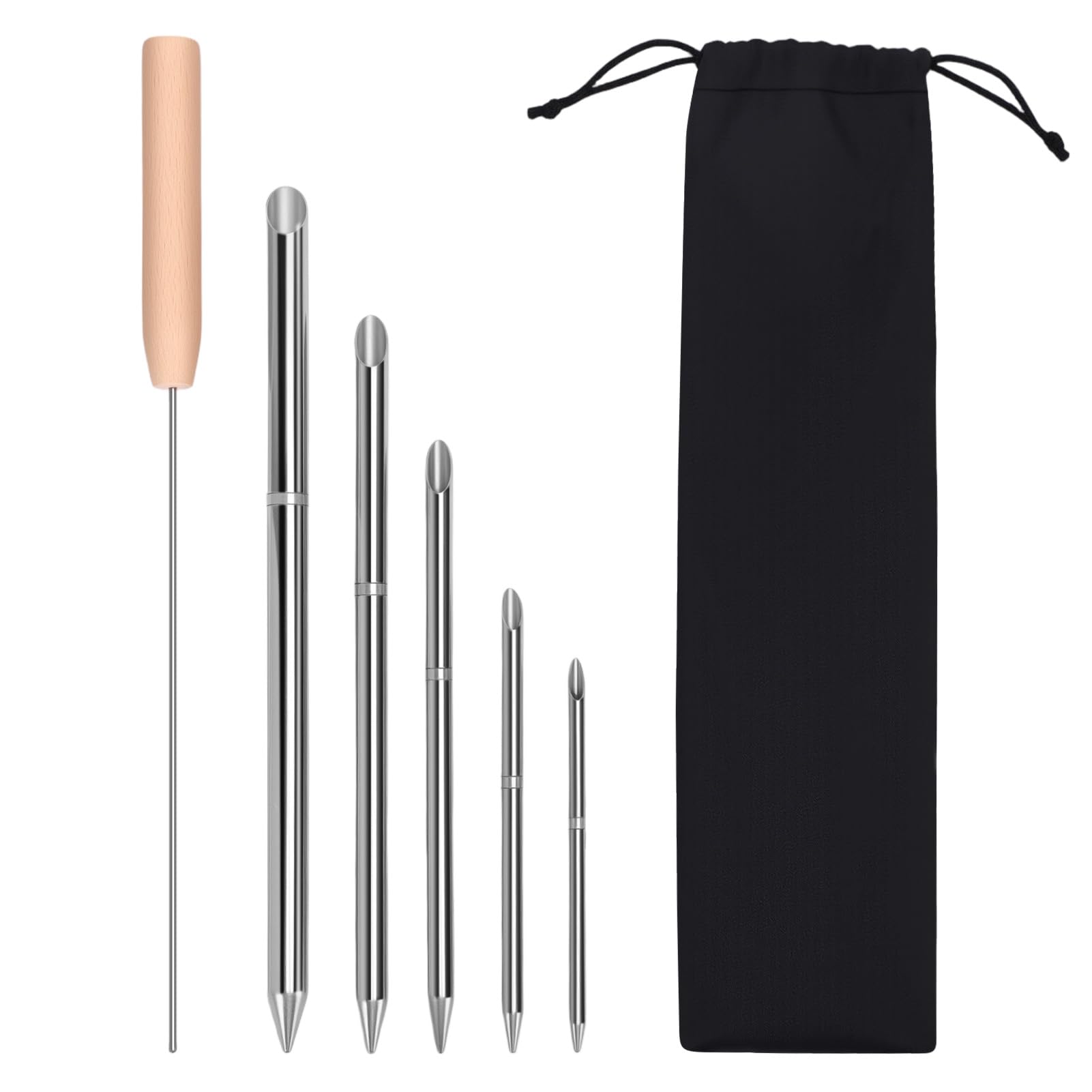 Kit di Attrezzi per Giunzione Corde 7 Pezzi, Kit FID per Giunzione Corde in Acciaio Inossidabile Set di Strumenti per Intreccio Linee Include 5 Misure Fids 6,35mm 7,94mm 9,53mm 11,11mm 12,7mm
