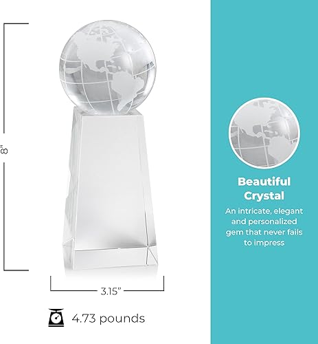 Miniatura 4 de Trofeo grabado  Cristal ejecutivo  Globo señorial en base rectangular  Viene en caja de regalo  Premio para empleados