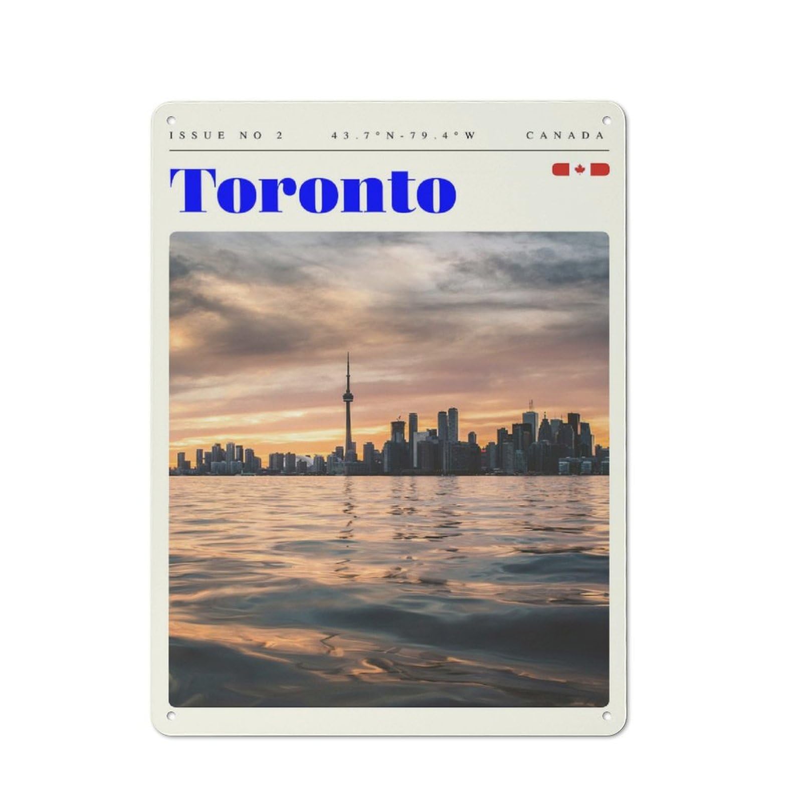 Junmoney Style-11 Tin Wall Plaque 40X30cm With Toronto Ontario Travel Art For Studio Or Craft Room, Suited To Studio Decor Lovers