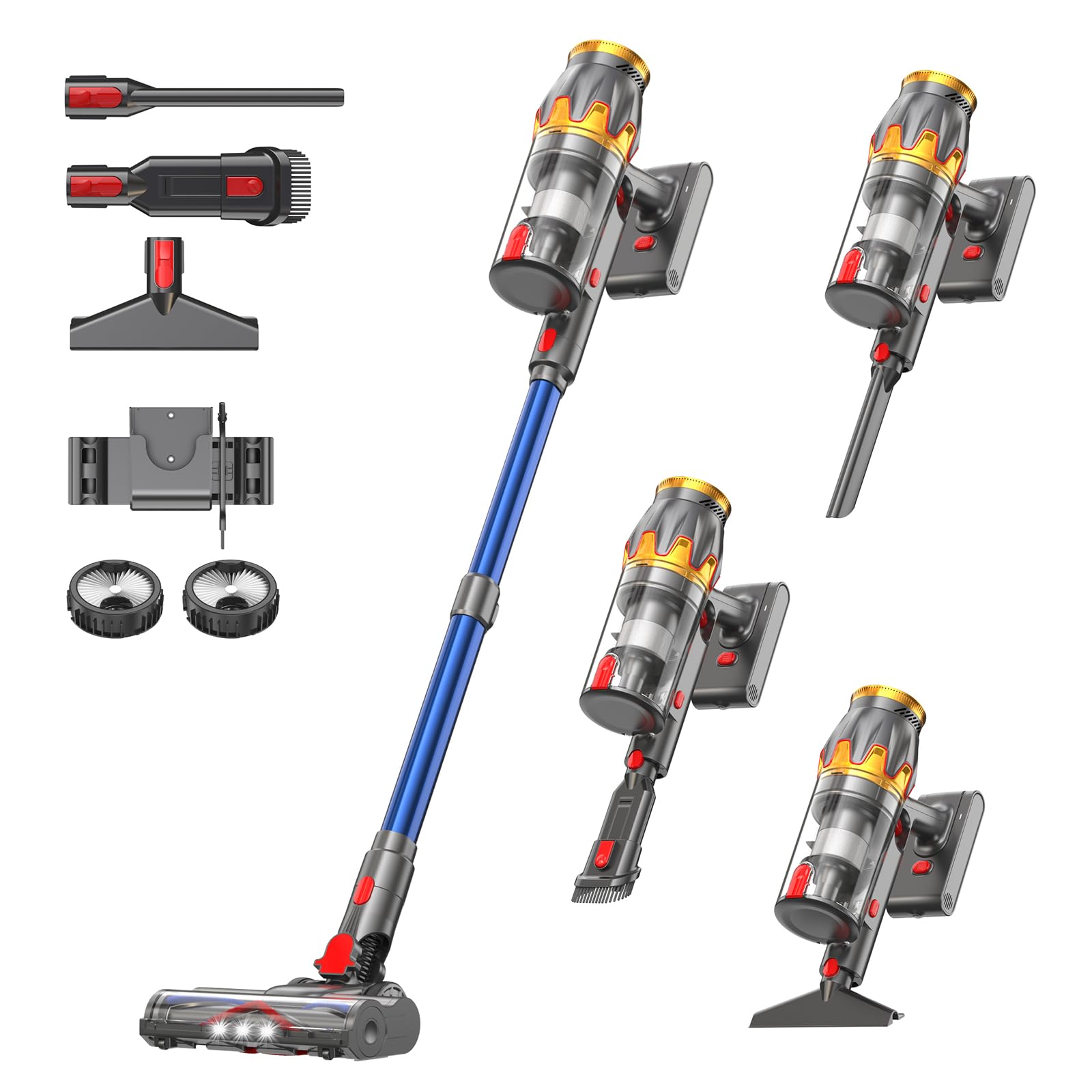 K10 Aspiradora sin Cable 650W/55KPa/80 Min con Modo Automático | Aspirador Escoba Potente con Pantalla Táctil LED, Cepillo en V Antienredos para Suelos Duros, Alfombras y Pelo de Mascotas