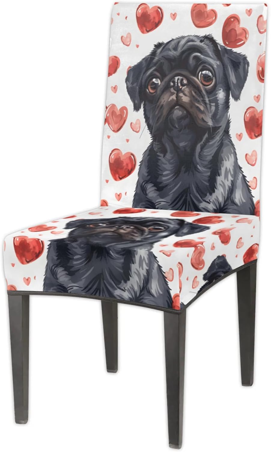 QsirBC Dog Lovers Stretch Dining Room Chair Covers Set of 6 Chair Slipcovers Removable Washable Kitchen Seat Covers Chair Protectors for Hotel Party Wedding