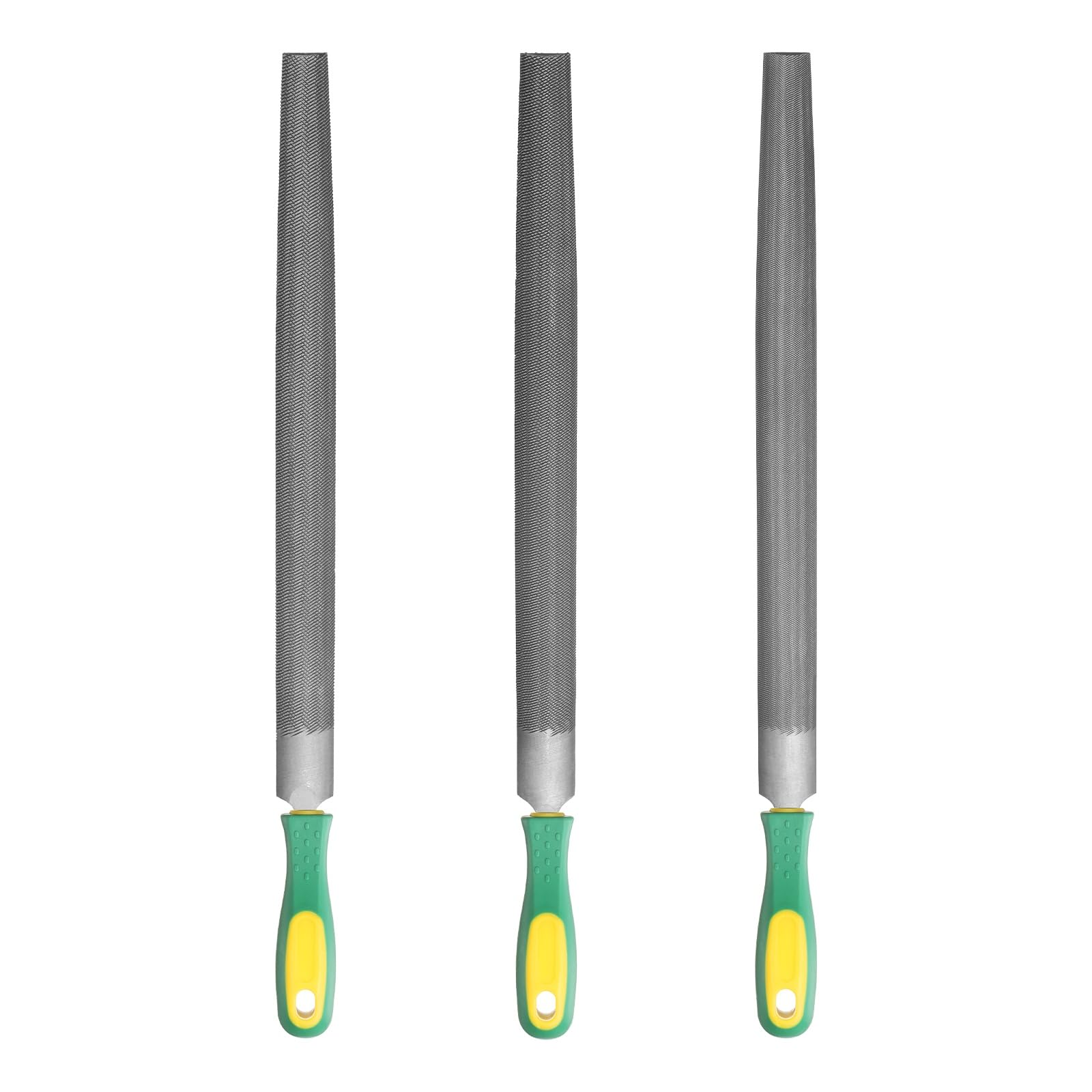 sourcing map 3 limas de corte medio redondo de 12 pulgadas con dientes de doble corte /medio/fino, acero de alto carbono T12 con mango de polipropileno para afilador de herramientas de madera