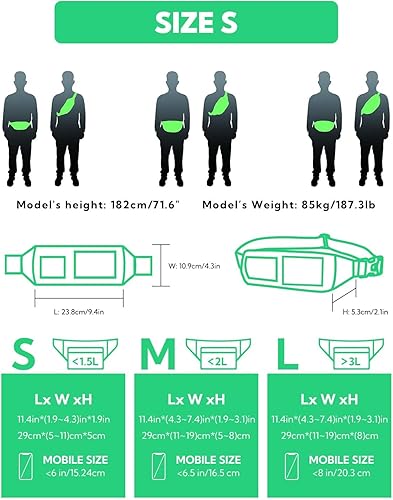 Miniatura 10 de Waterfly - Cangurera delgada de poliéster suave, resistente al agua, para hombre y mujer, para exteriores, correr, escalar, llevar iPhone 5 6 Plus