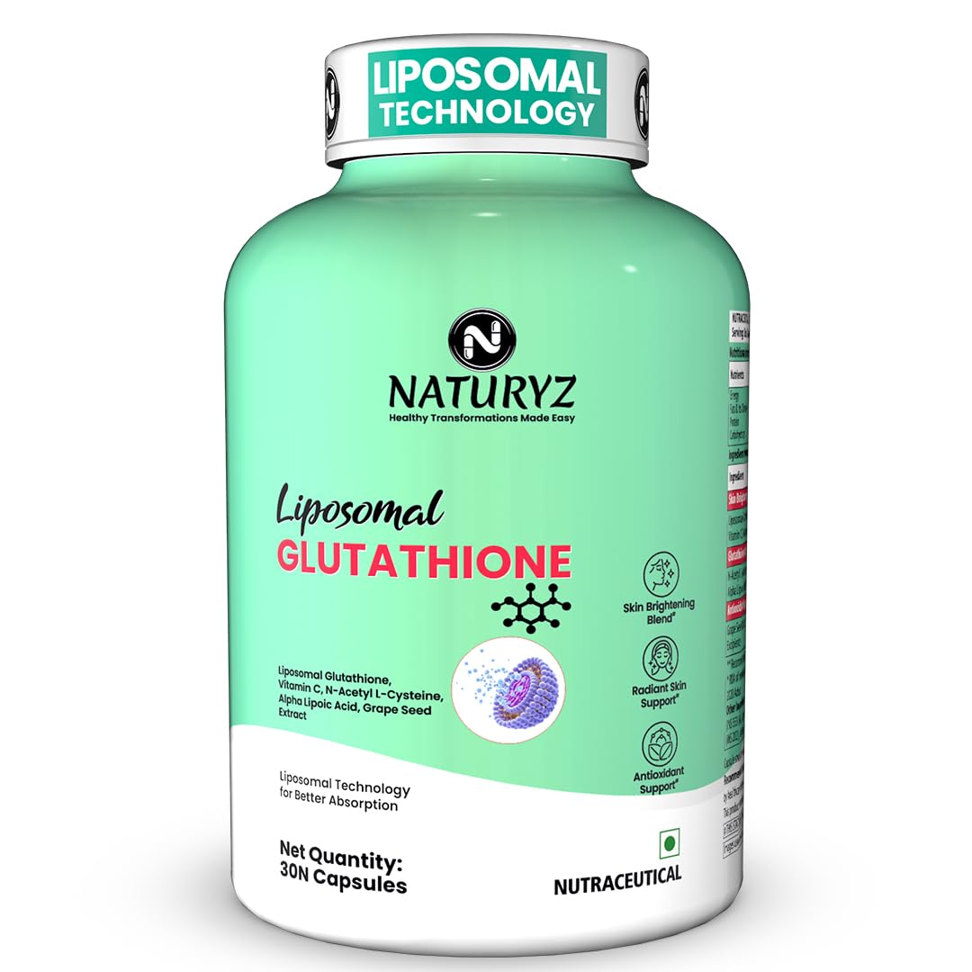 [BRSRYGA3CEBQECTP] NATURYZ Liposomal Glutathione with Grape Seed Extract | Skin Brightening Supplement with Vitamin C, NAC & Alpha Lipoic Acid | Advanced Skin Radiance & Antioxidant Formula | Supports Brighter-Looking Skin, Collagen Protection & Cellular Health – 30 Veg Capsules