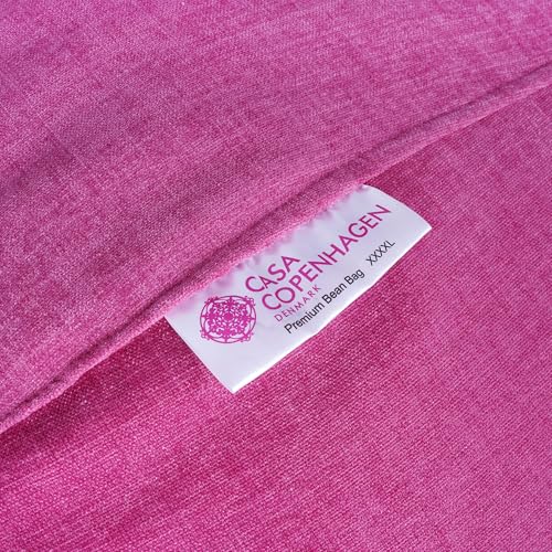 Image of Casa Copenhagen Premium Designer Fabric Bean Bag Chair, Filled with Beans | Capacity: Upto 7 Ft Height, 200 KG Weight | 4XL | Pink Rocket
