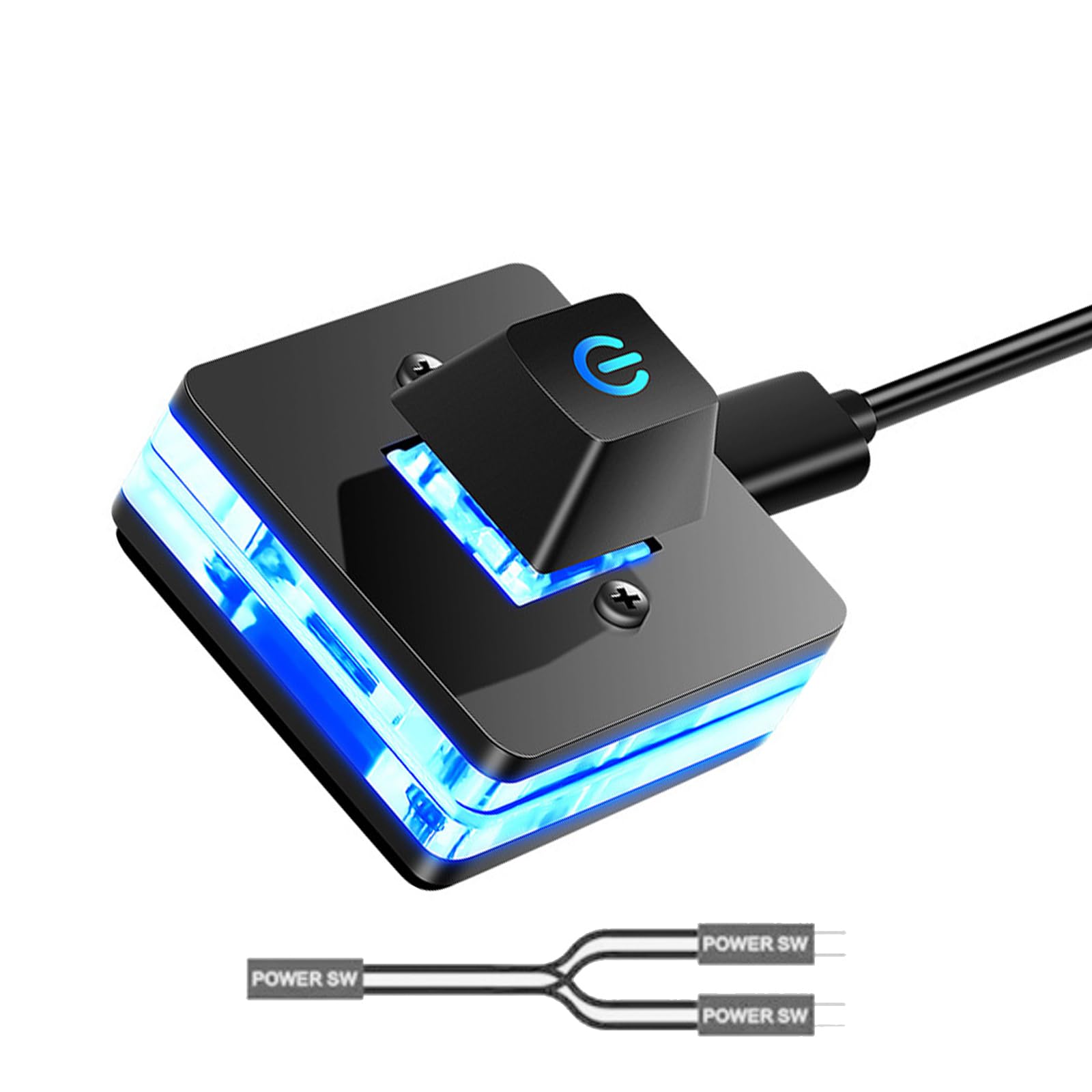 RYAN Pulsante Power Pc Avvio a Distanza Esterno Pc Interruttore Pc Scheda Madre Interruttore di alimentazione Pulsante Power Pc Esterno,con Nastro biadesivo E Luce LED estesa 1,65 M