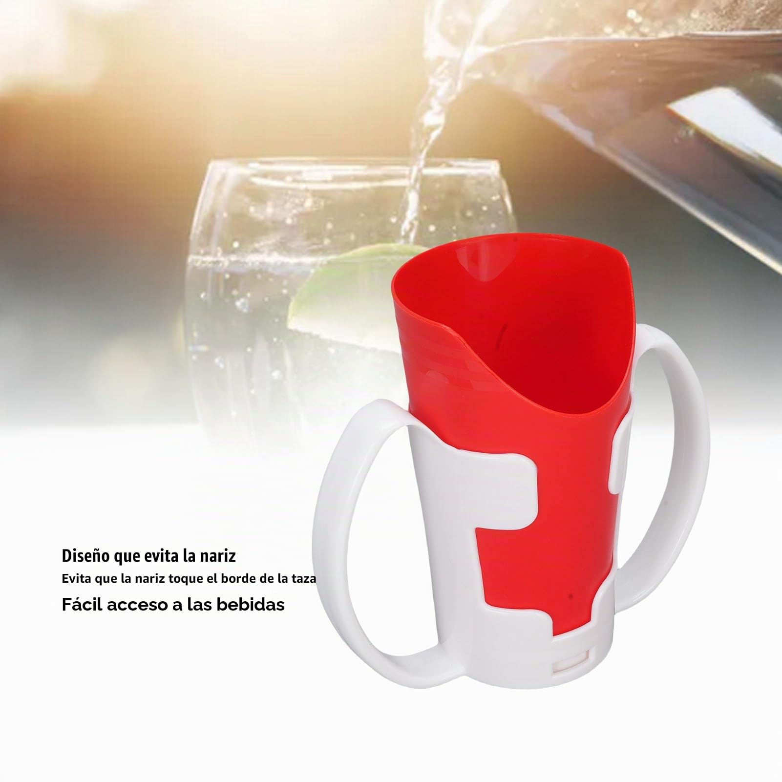 Vaso con Corte para Nariz de 2 Piezas, Diseño en Forma de U Antiderrame con Asas de Agarre Fácil, Material ABS