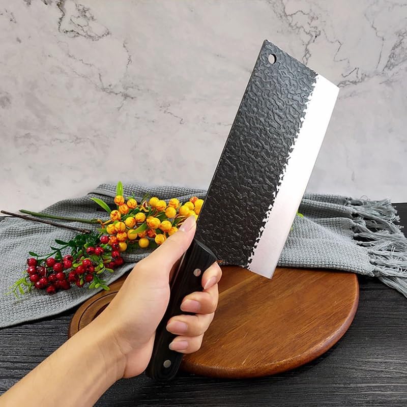 Meat Cleaver,Cleaver Knife 8.3 Inch Kitchen Butcher Knife Handmade Forged Stainless Steel Bone Chopping Knife Meat Vegetables Slicing Cleaver Chef Knife Tools, LAMAJIGA5844