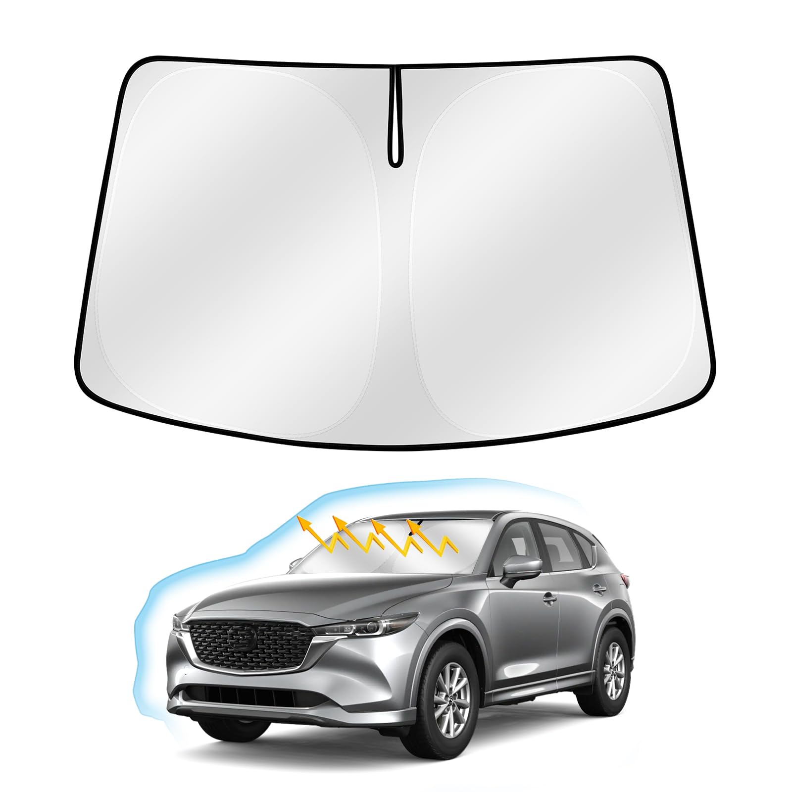 Windshield Sun Shade for Mazda CX5 2017-2025 - Upgraded Nano Materials Front Window Shade Cover for Mazda CX5, Foldable Sun Visor Protector Compatible with CX-5 Accessories Block UV Rays