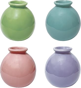 4 Pcs Colorful Ceramic Flower Vases, Minimalist Planters, Ceramic Bud Vases, Table Centerpiece Decorations for Classroom, Office, Living Room, Garden