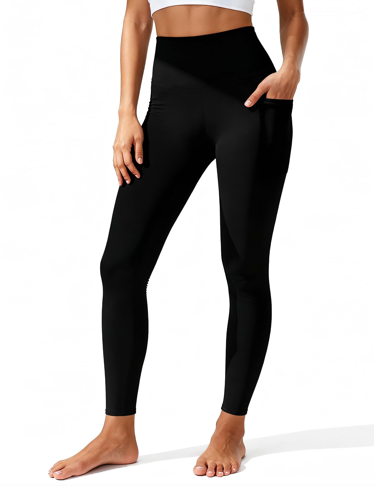 Bluemaple Leggings de cintura alta para mujer, pantalones de control de abdomen que no se transparentan, pantalones de yoga suaves para correr, talla grande, 01-one Negro, S - M
