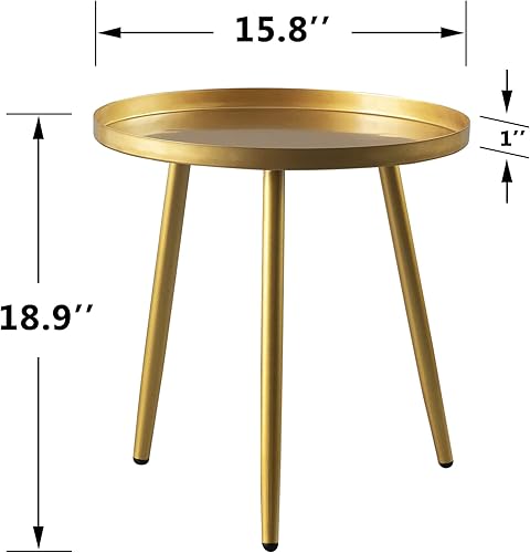 Miniatura 2 de Mesa auxiliar redonda para sala de estar, mesa auxiliar de metal para dormitorio, balcón y oficina, mesa auxiliar al aire libre para interiores
