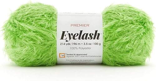Premier Yarns Hilo de pestañas, hecho de poliéster, hilo voluminoso para ganchillo y tejido, perfecto para juguetes y detalles decorativos, lima