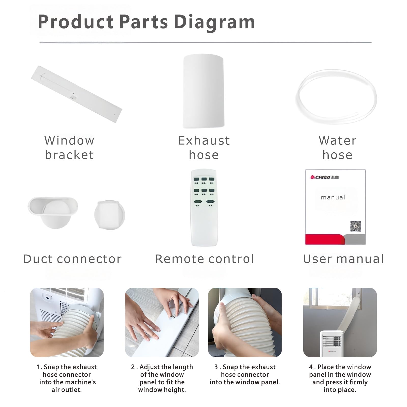 Aire Acondicionado Portátil con Mando a Distancia Climatizador 3 en 1 Frío, Ventilación y Deshumidificador, Modo Reposo, Temporizador 12H, con tubo de escape Kit de instalación, 12000BTU