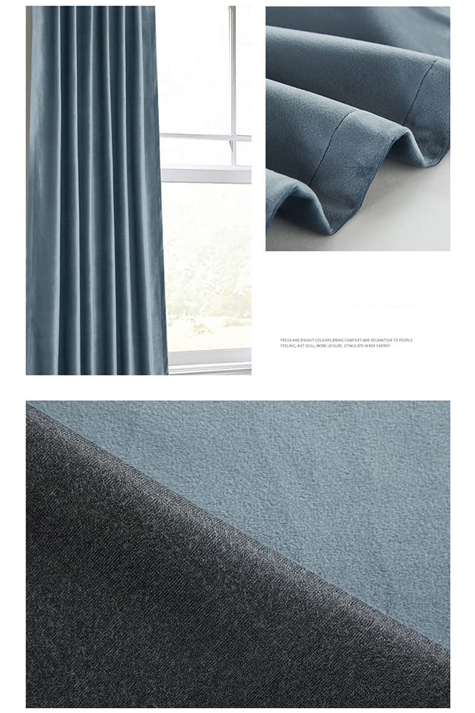 GUOCU Verdunklungsvorhang Blickdicht Samtvorhänge mit Schlaufen Thermogardine Ösenvorhang Vorhang Samt Gardine Weich Schlafzimmer Wohnzimmer Lounge Grün2 214X160cm(1 Stück)