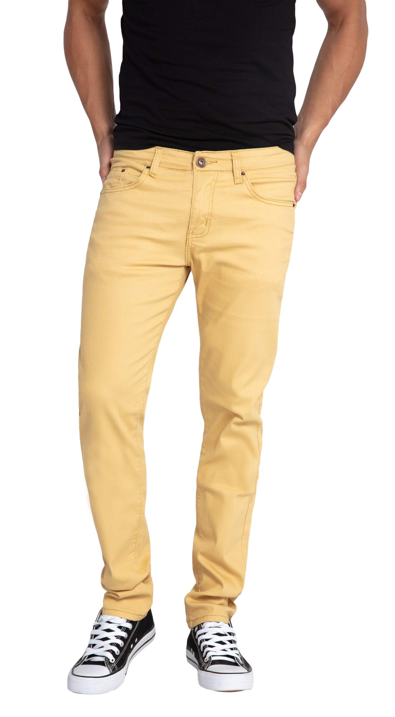 WULFULMen's Slim Fit Skinny Stretch Comfy Denim Jeans Pants