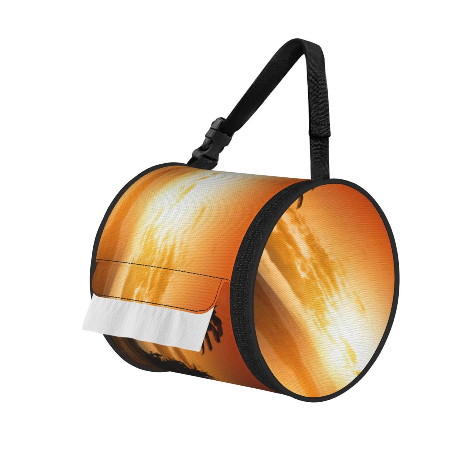 Palm Tree Sunset Print Fashion Tissues Organizer Box, Hanging Tissue Holder For Purse Coins For Car Office Daily Outing