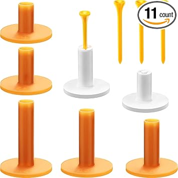 Review Skylety Rubber Golf Tees Holder Set Include Mixed Size Golf Rubber Tees Holders and Plastic Golf Tees for Driving Range Golf Practice Mat (11)