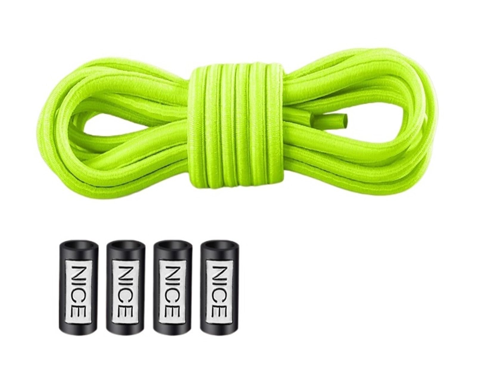 GPDNBIEU Shoelaces, Men's Elastic Leather Band For Shoes Casual Round Shoelace Rope(Fuorescent Green)