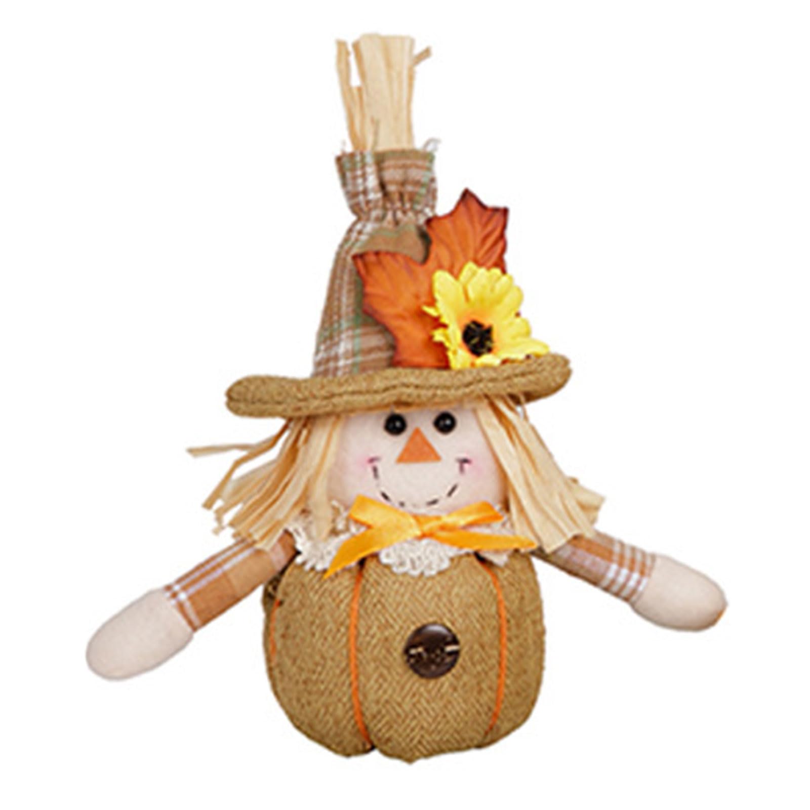 Hsioluted Seasonal Cloth Scarecrows Ornament for Halloweens Harvest Celebration Craft Home Festival Accent Polyester Cloth Party Decoration