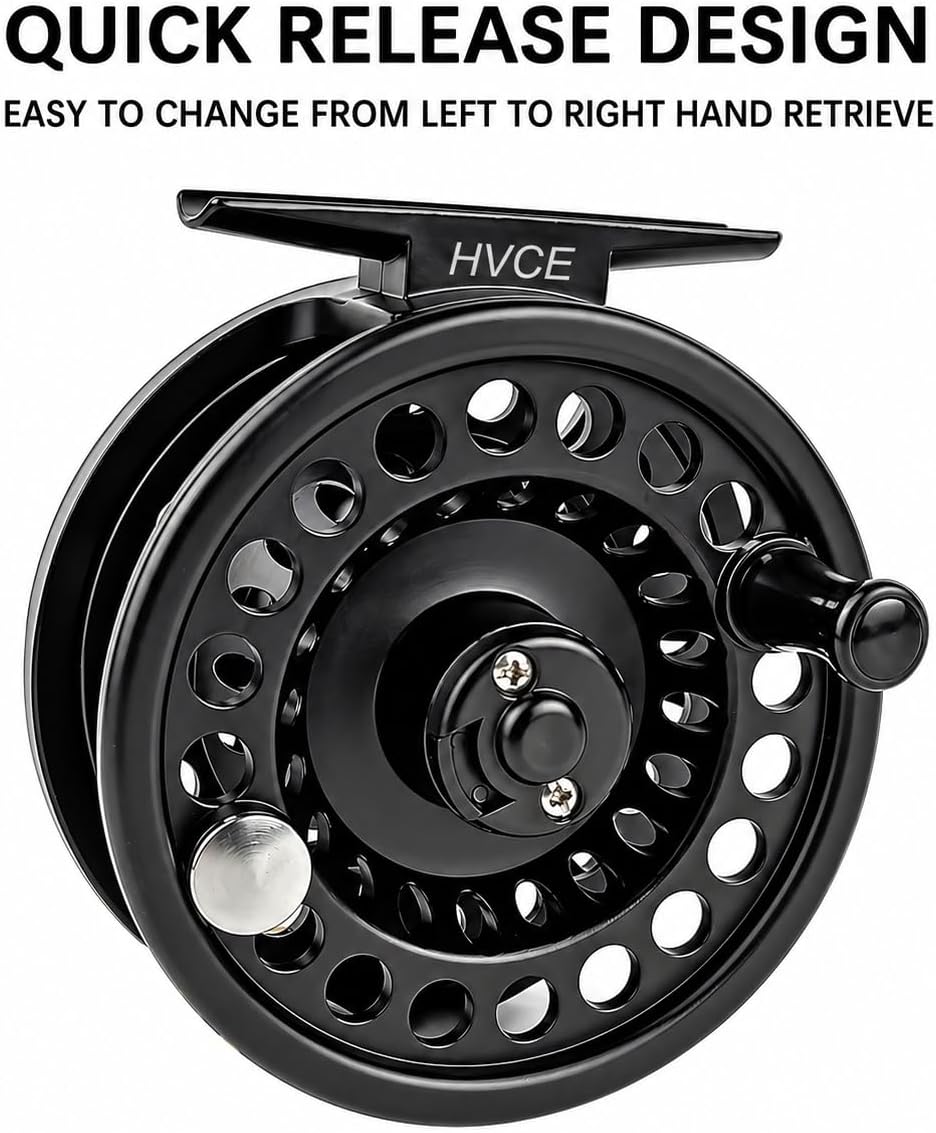 Aventik HVCE Graphite Fly Reel Center Drag System Classic III Graphite Large Arbor Sizes 3/4, 5/6, 7/8 Fly Fishing Reels