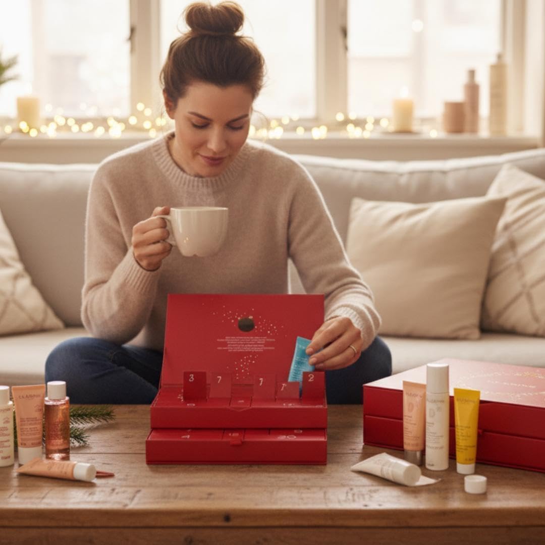 Clarins Adventskalender 2025 Beauty - Frauen Kosmetik Advent Kalender, 24 Geschenke Wert 350 €, Pflege Weihnachtskalender Frau, Adventkalender Damen