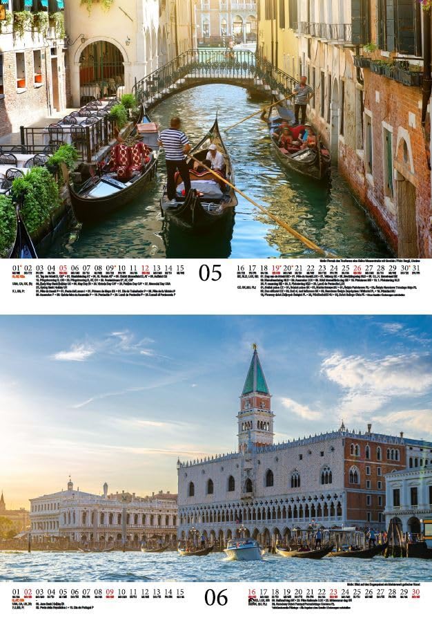 Travel Magic Venice DIN A4 Calendar for 2024 Holiday Beach Sea Italy Mediterranean Rialto Gondola Seelenzauber - Image 4
