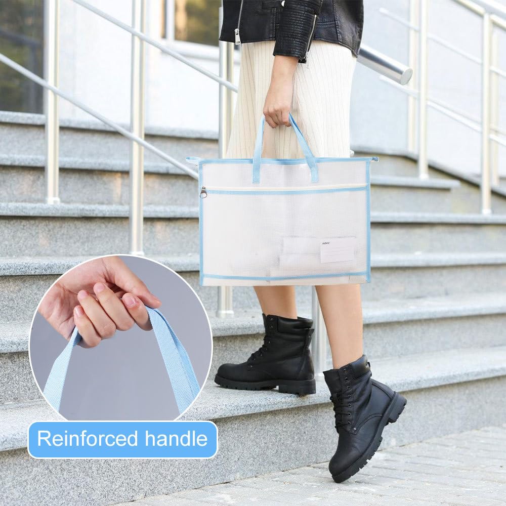 Borse di File, 3 Pezzi Sacchetto di Zip con Cerniera, A3 Borsa per Progetti Impermeabile con Manici per Uffici Cosmetici Forniture Accessori da Viaggio