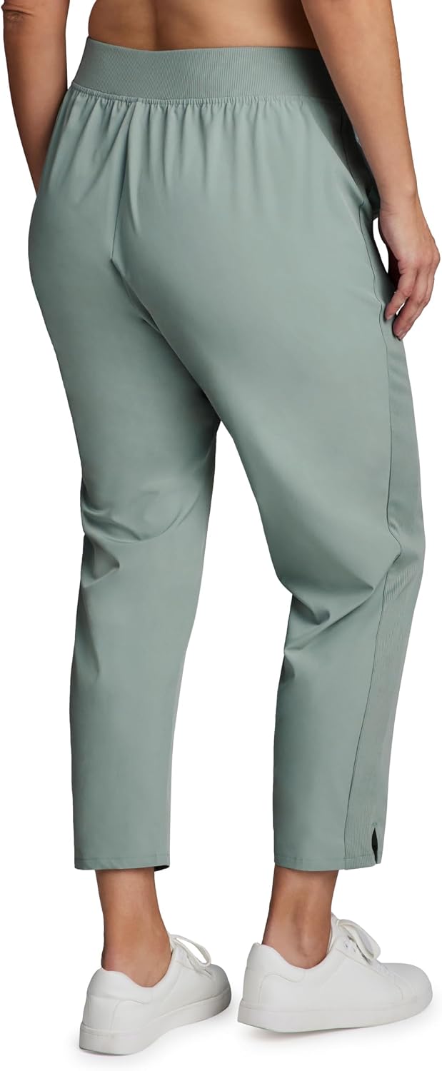 RBX Women's Plus Size Ankle Pant with Pockets Lightweight Quick Drying Woven Weekend Pants