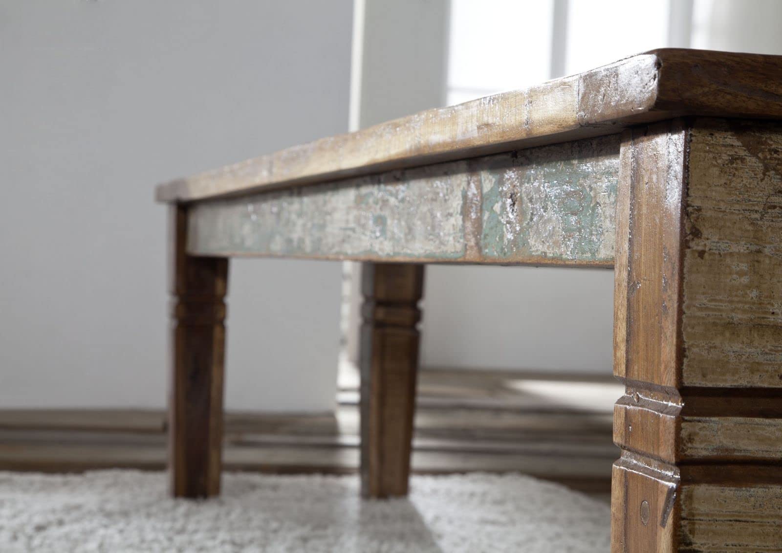 MASSIVMOEBEL24.DE Nature of Spirit #35 Panca in Legno Riciclato - Laccato/Multicolore 160x40x45