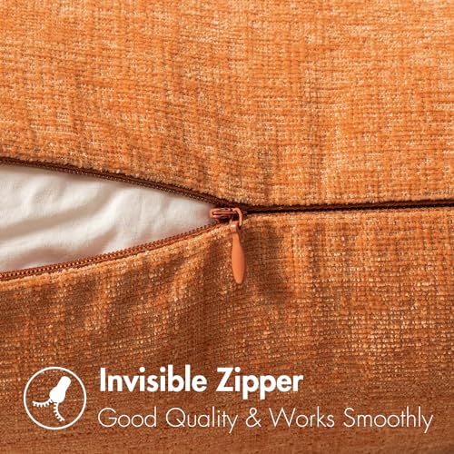 Image of MIULEE Pack of 2 Orange Throw Pillow Covers 18x18 Inch Soft Chenille Pillow Covers for Sofa Living Room Couch Fall Home Decor Solid Dyed Cases